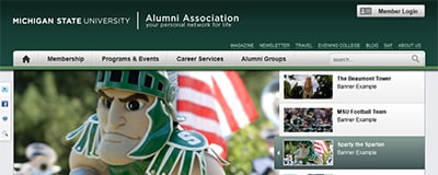 MSU Alumni Office Website Screenshot